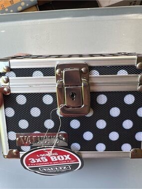 Vaultz Black & White Polka Dot Locking Storage Box - 3x5